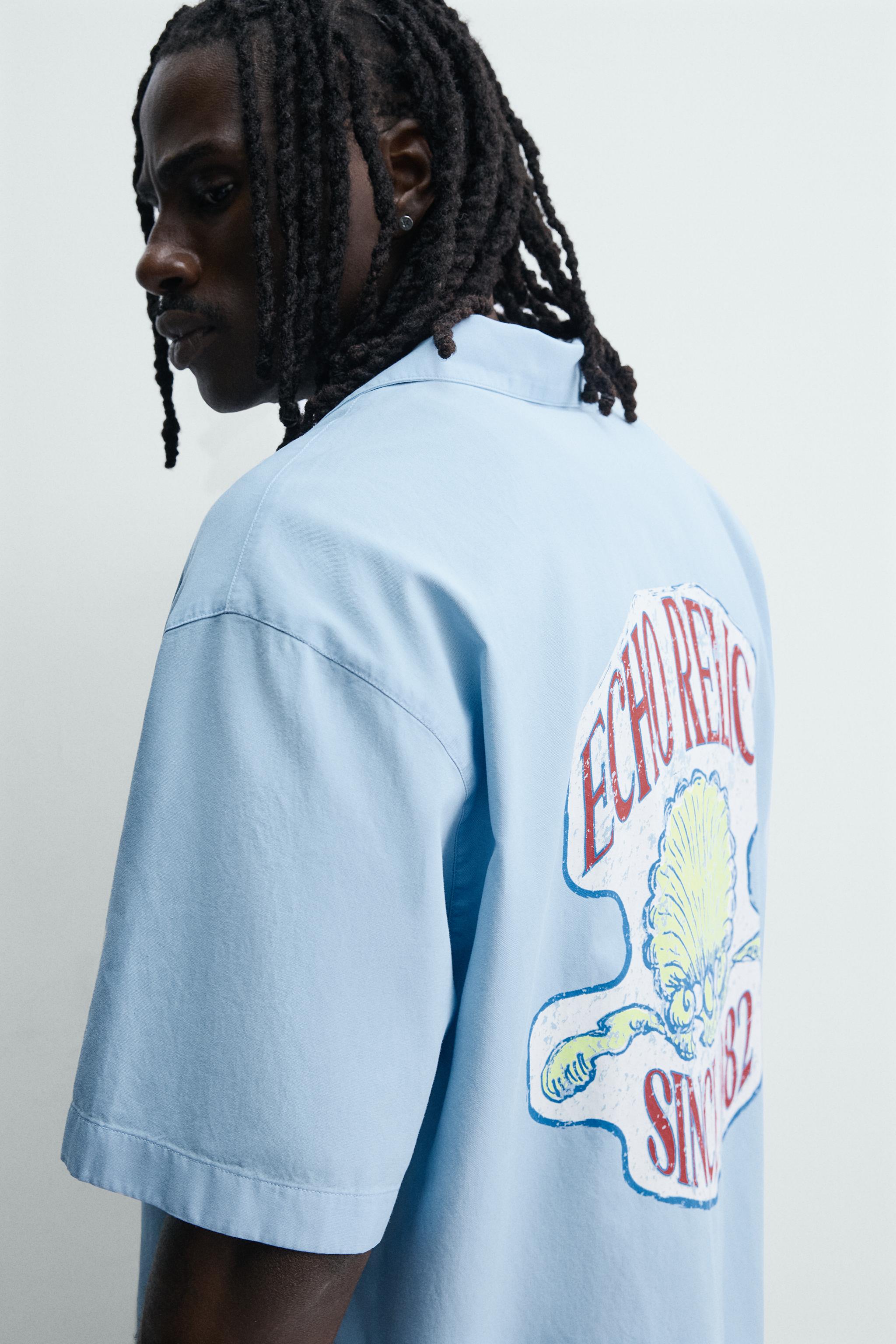 RELAXED FIT LYOCELL - COTTON PRINTED SHIRT